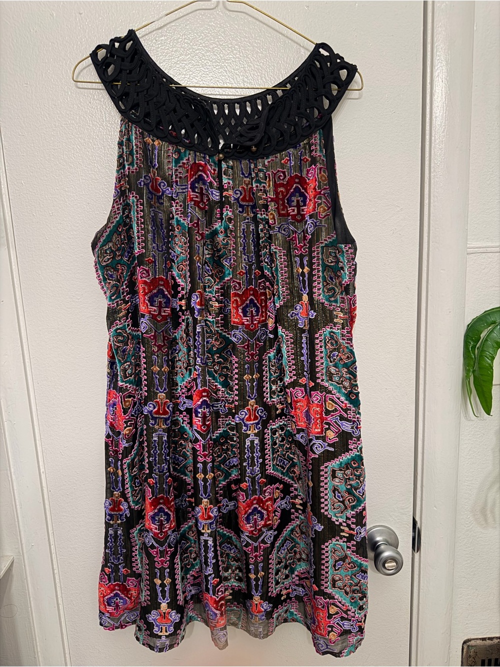 Moulinette Soeurs Anthropologie Boho Swing Mini Dress Cutout Neckline Large - Picture 4 of 6